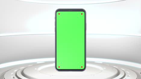 teléfono móvil pantalla verde encendiendo fondo de tecnología de ciencia ficción