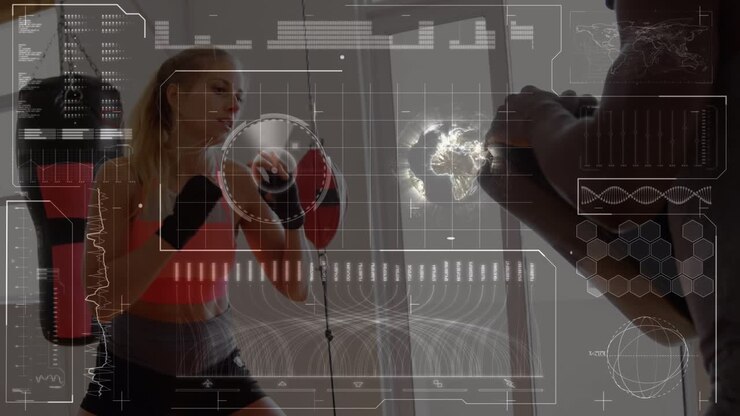 Animation af behandling af finansielle data over forretningsmands håndtryk