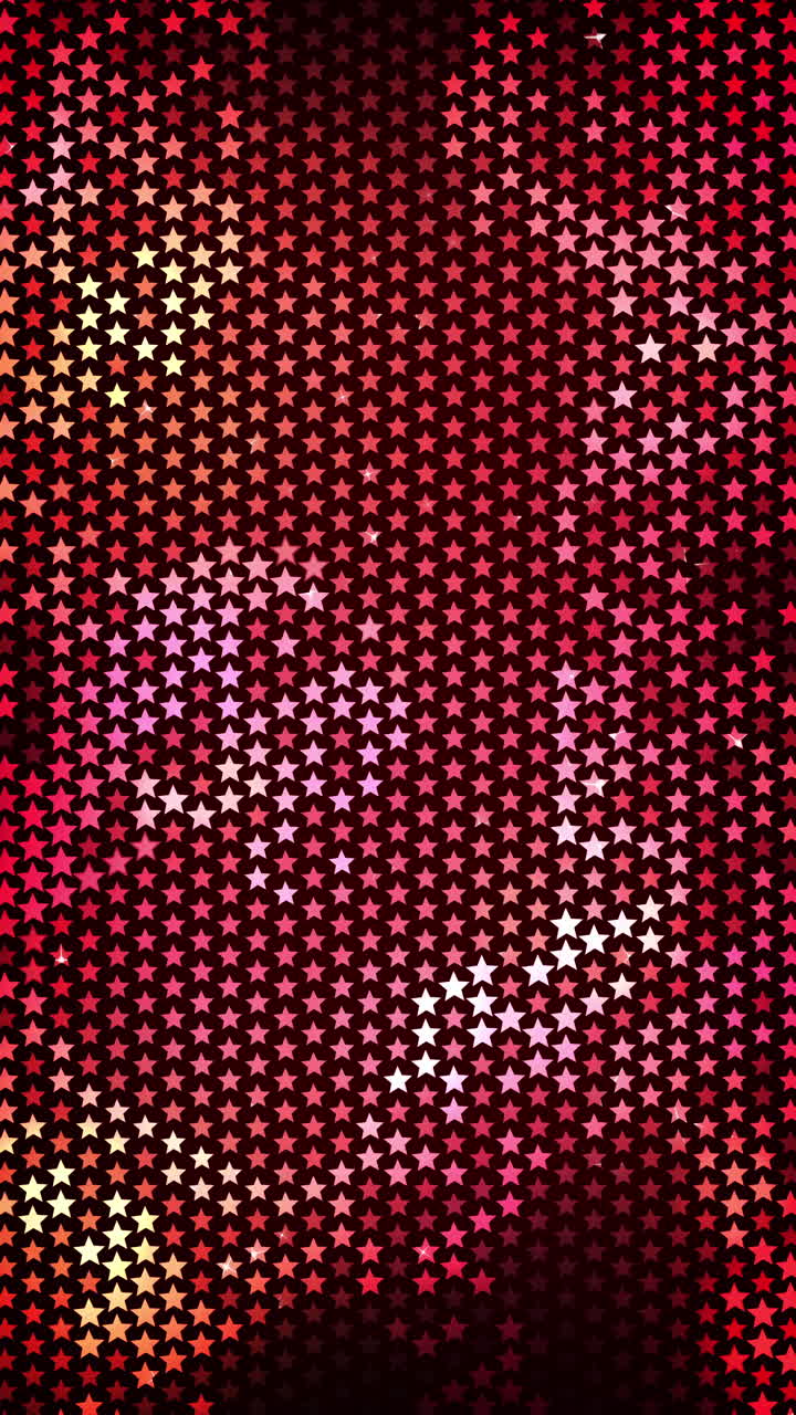 Simple sparkling texture with shining stars on a red background. Loop animation. Copy space. Vertical video.