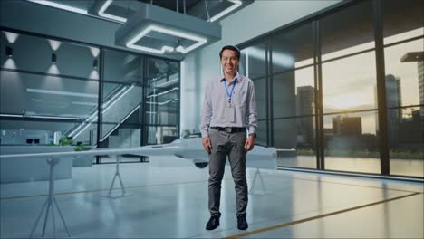 smiling business professional in modern facility