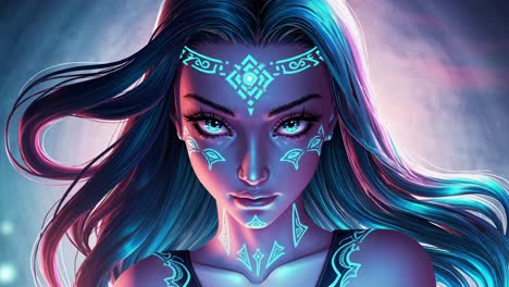 glowing tribal woman