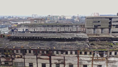 aerial view of an abandoned industrial plant. abandoned old chemical factory.