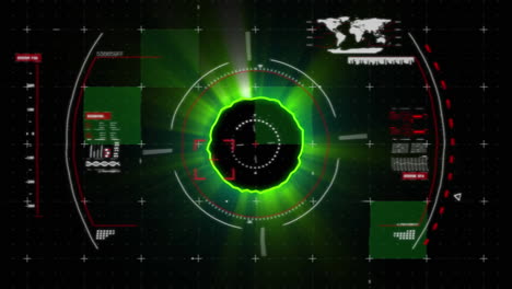 animación del escaneo del alcance sobre el procesamiento de datos sobre fondo negro