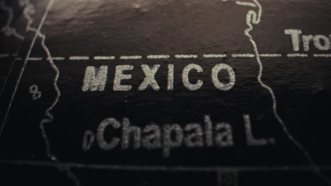 close-up of a map showing mexico and chapala lake