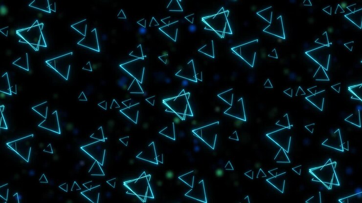 Hundred triangel blue and blue element balls burst abstract black background