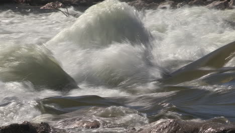 Río-Con-Una-Fuerte-Corriente-De-Agua,-Hace-Que-El-Agua-Suba