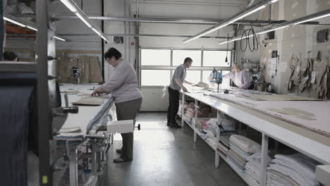 clothing factory workers at work