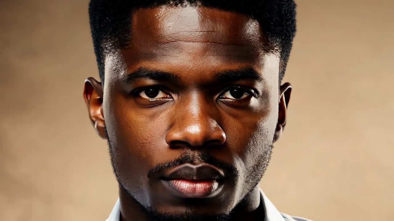 잘생긴 젊은 아프리카계 미국인 남자의 초상화입니다.