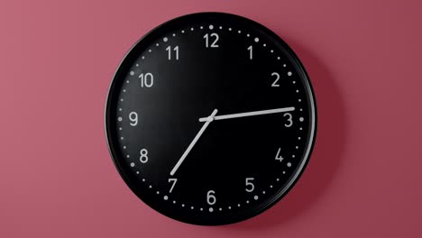 reloj negro en el lapso de tiempo todo el día en la pared rosa