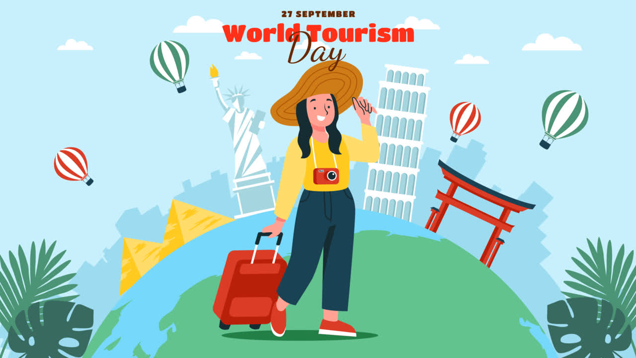 An animation of Flat illustration for world tourism day