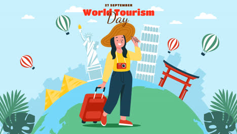 an animation of flat illustration for world tourism day