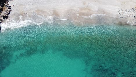 drone view blue waves mediterranean sea