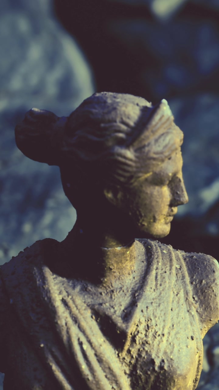 Scultura di una donna con acconciatura a chignon esposta all'aperto.