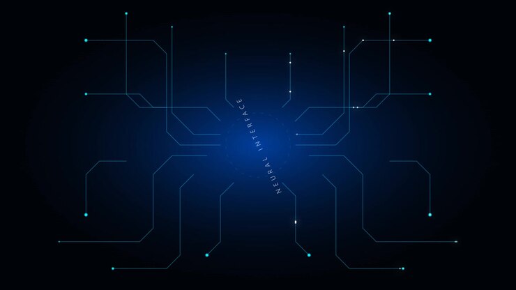 Grafica HUD di interfaccia neurale digitale in rotazione su sfondo scuro