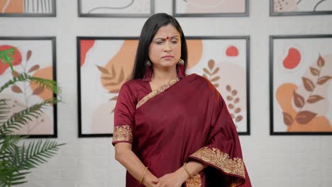 indian woman having cold and sneezing