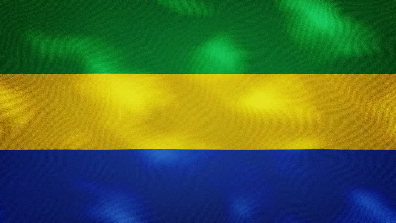 bandera gabonesa densa tela ondulaciones, bucle de fondo