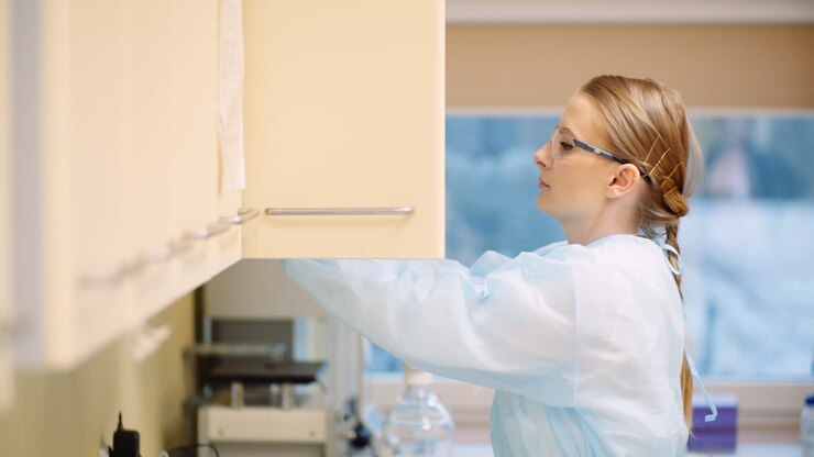 Female researcher working in medical laboratory
