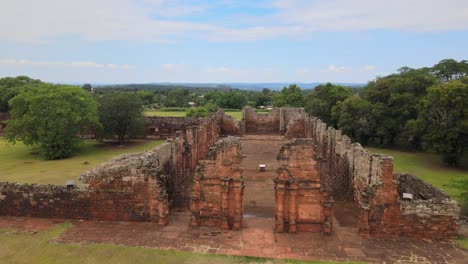 Flying-Over-San-Ignacio-Ruins-In-Misiones,-Argentina