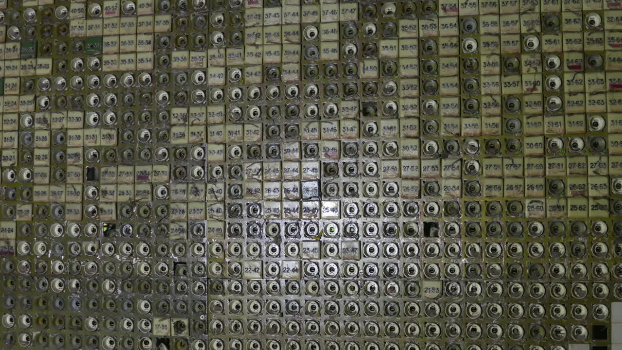 Derelict Control Room Of Reactor 4 At The Chernobyl Nuclear Power Plant In Ukraine. Zoom In Shot