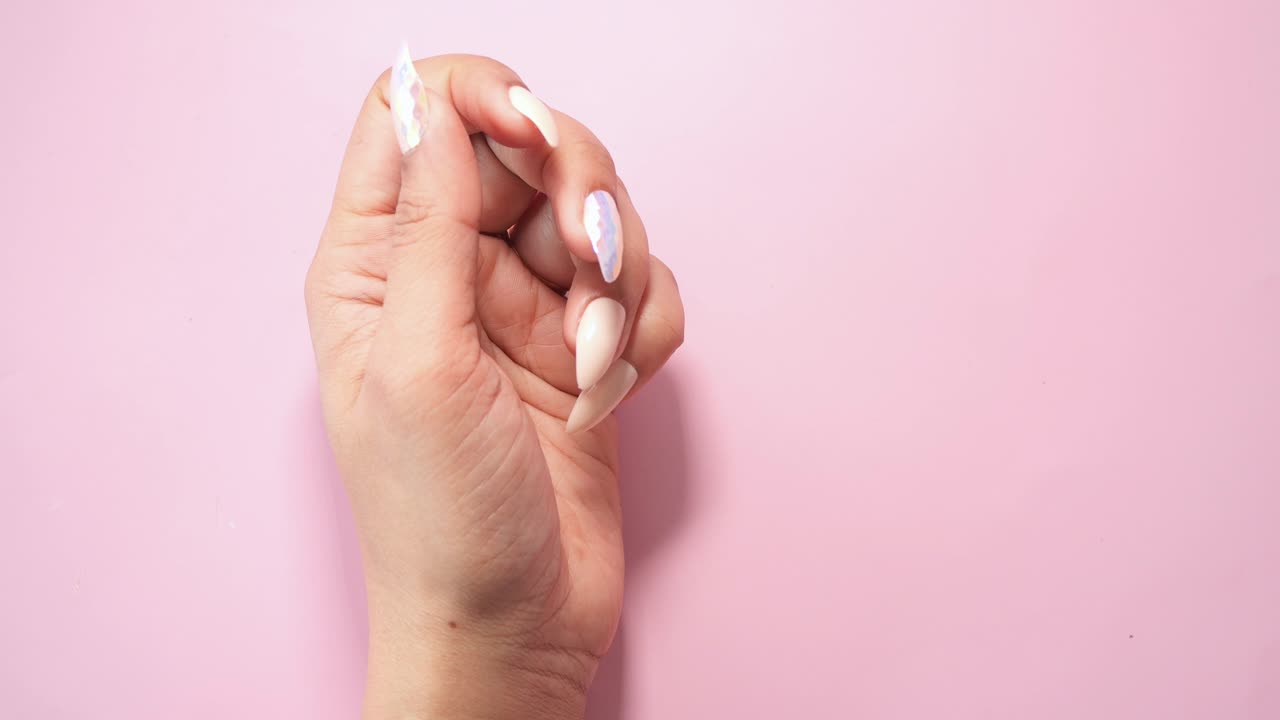 Close-up of beautifully decorated nails