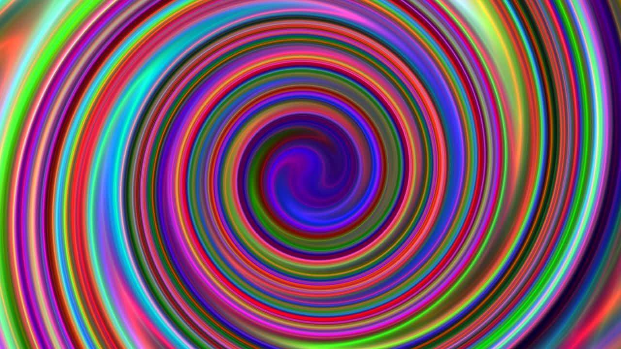 다채로운 움직이는 원으로 구성된 최면 배경