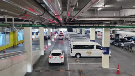 underground parking garage with vehicles