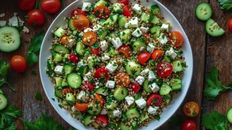 heerlijke quinoa salade met komkommer, tomaten en feta