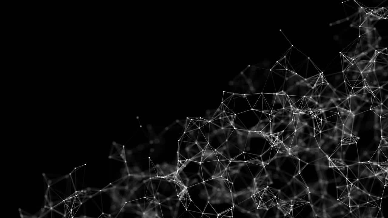 Abstrakt digitalt nettverk av sammenkoblede punkter og linjer på svart