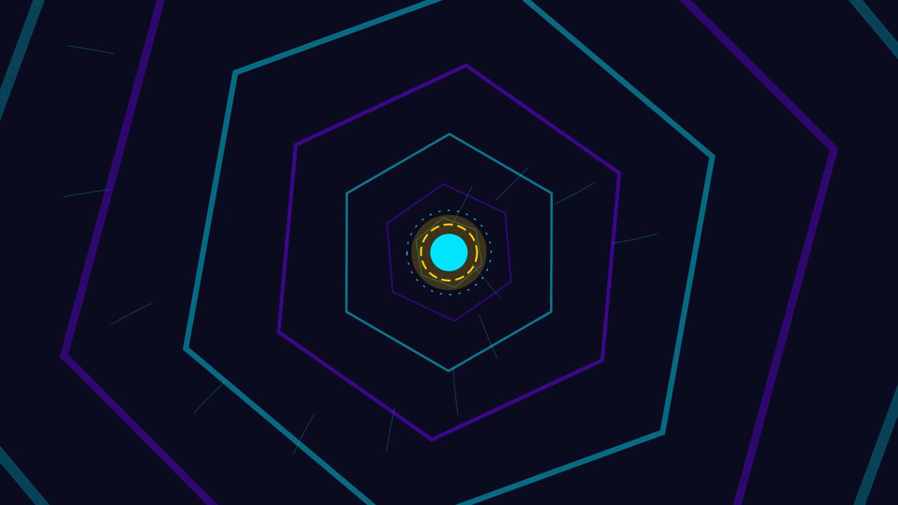 Animação Gráfica Abstrata de Túnel Hexagonal Pulsante