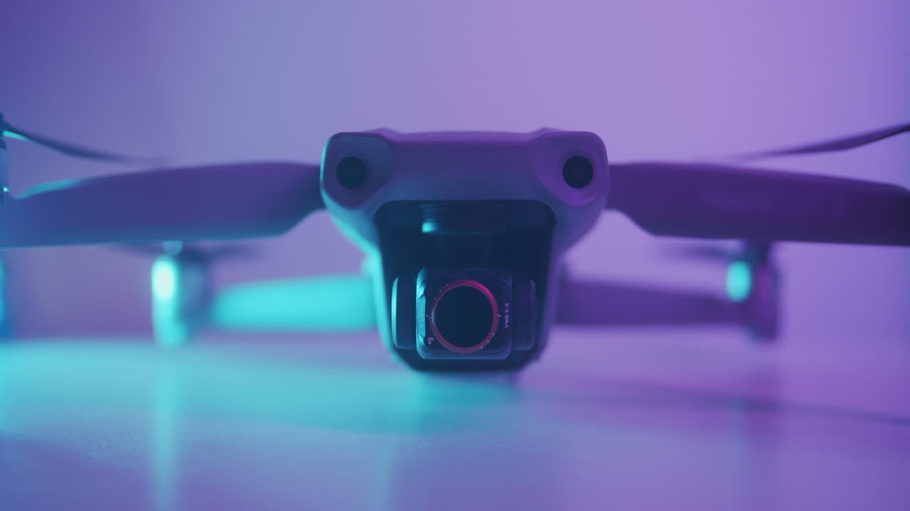 Cinematic Drone Lit With Neon Lights 4K