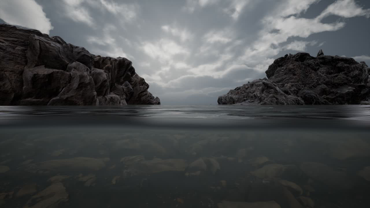 medio bajo el agua en el mar del norte con rocas