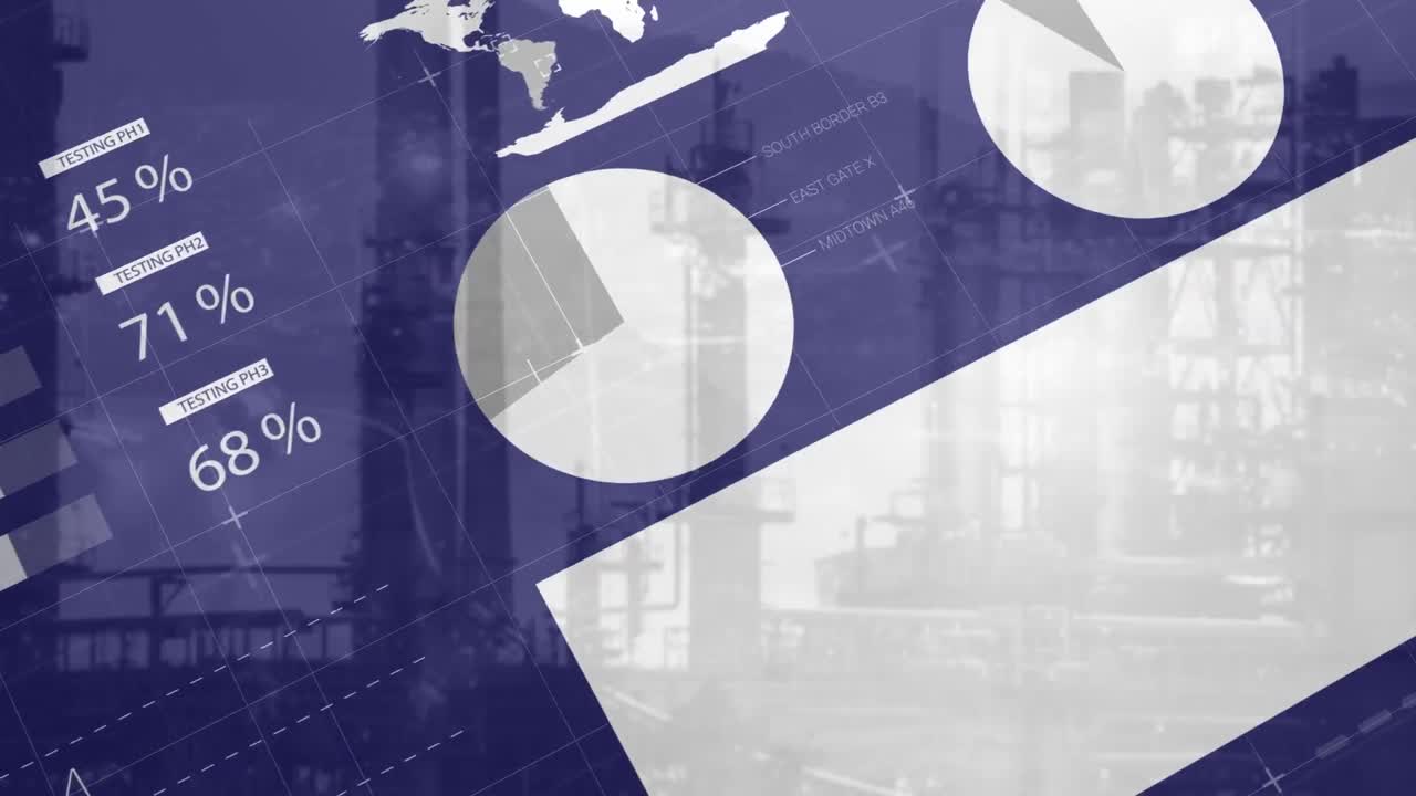 animación del procesamiento de datos sobre el paisaje urbano