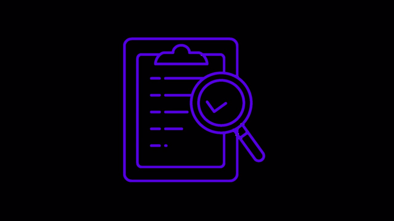 Animated Icon of Document Review and Approval with Magnifying Glass