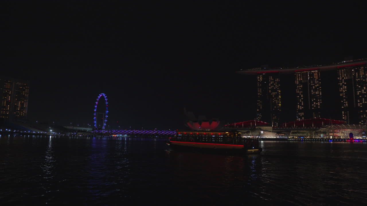 밤에 싱가포르 마리나 베이