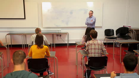 lecturer talking to his class