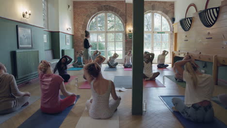 yoga class in a spacious studio