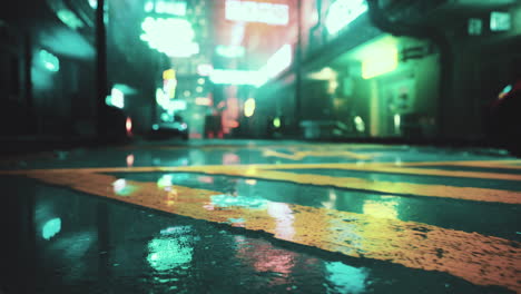 rainy night in a neon city