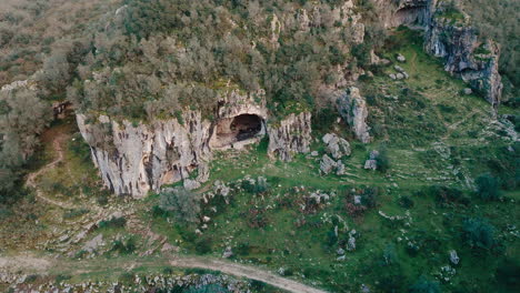 buracas valley in portugal large cave long aerial shot