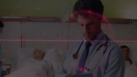 animación del procesamiento de datos sobre el médico con el paciente