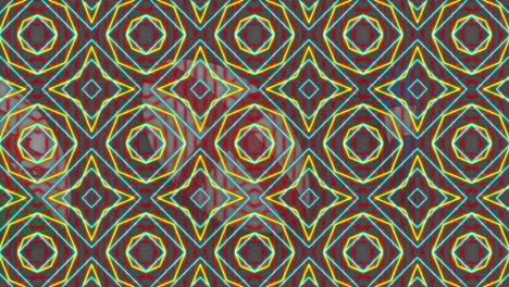 animation of kaleidoscopic patterns over different country printed rugby balls in seamless pattern