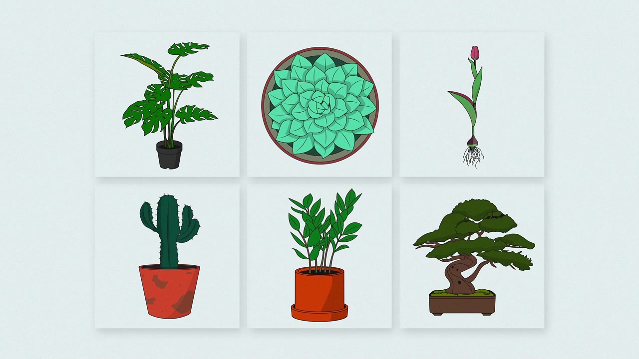 Pacote 2D Animado de Diversas Plantas, Árvores e Folhagens
