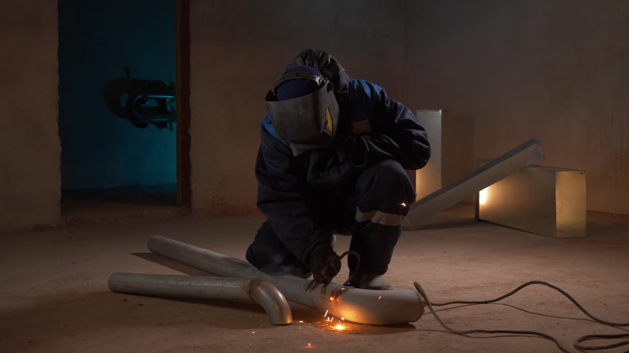 Welding Pipes in a Construction Site