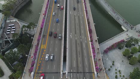 aerial view of a bridge in singapore city