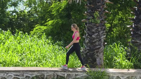 woman walking in a park