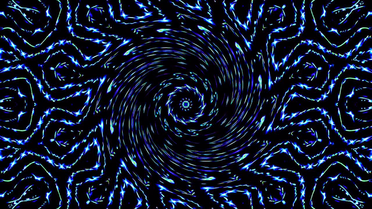 Abstract kaleidoscope shining beautiful smooth motion blue lines shining light arrangement