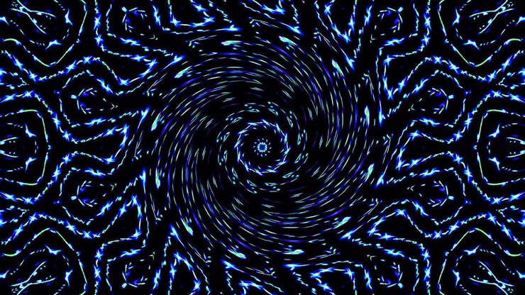 Abstract kaleidoscope shining beautiful smooth motion blue lines shining light arrangement