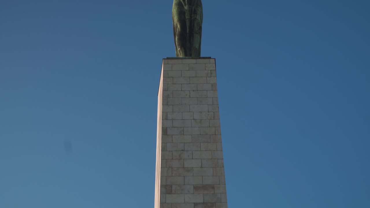 la hermosa estatua de la libertad en la ciudadela de budapest - inclinada hacia arriba
