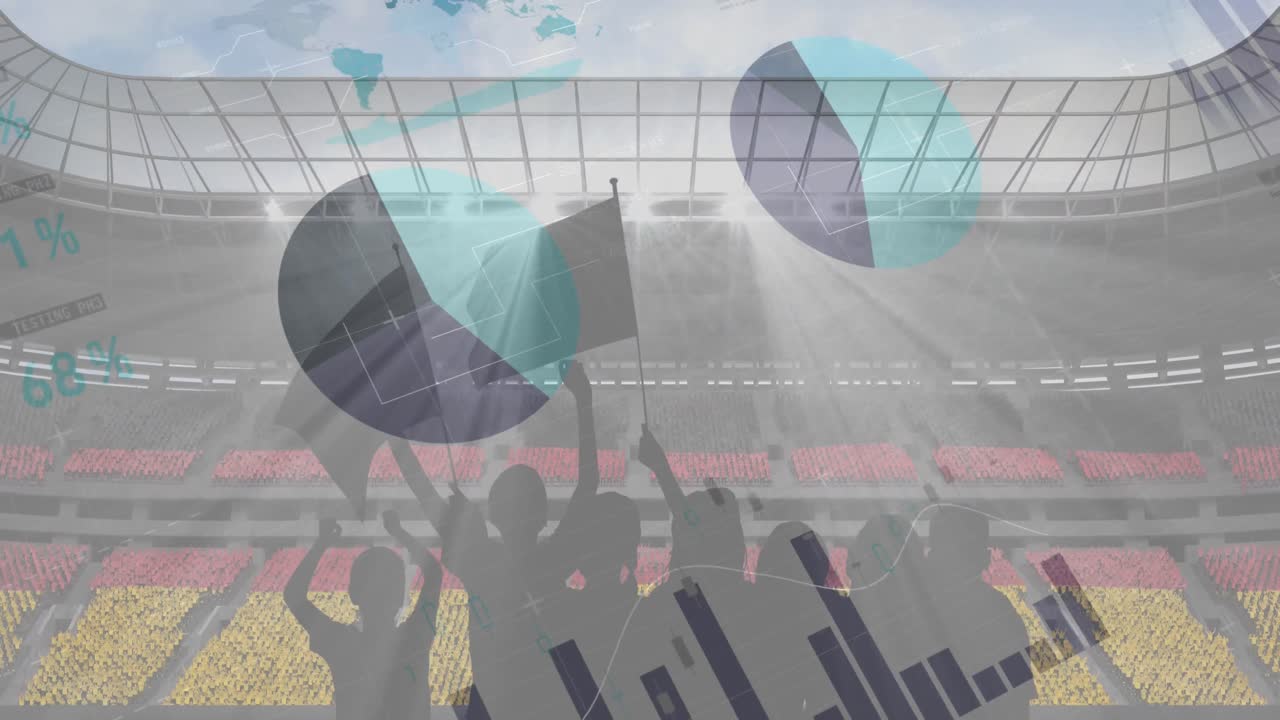 팬들의 실루 ⁇ 과 스포츠 스타디움의 배경에 대한 통계 데이터 처리