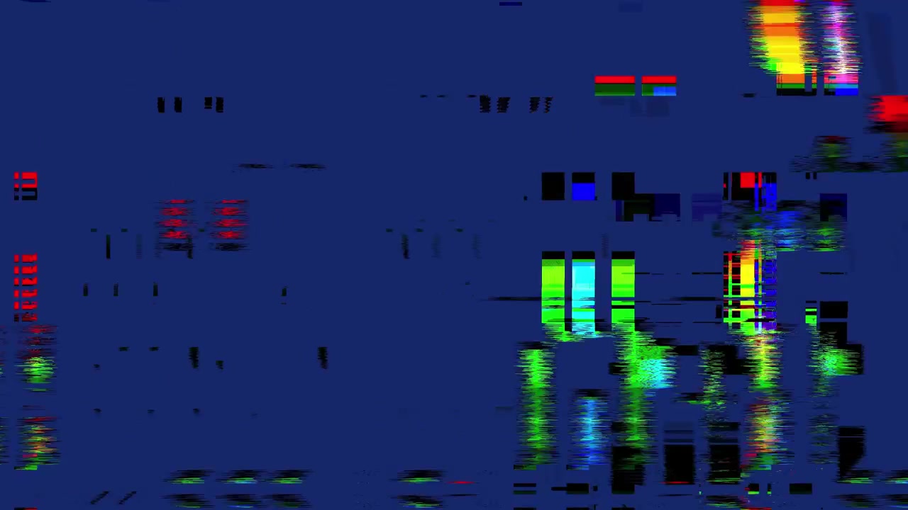 Dynamic Digital Glitch Error with Colorful Flickering Blocks