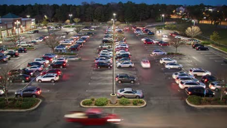 full parking lot at night